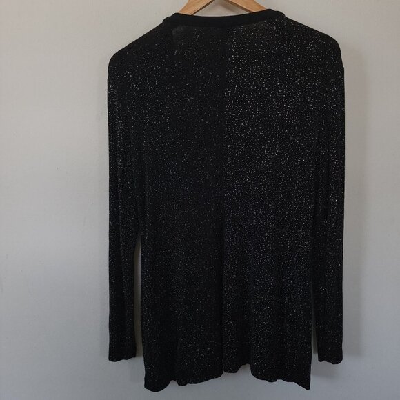 Vintage Y2k Expo Slinky Layered Shirt Cardigan Sparkle Holiday Size 8 New Years - Picture 5 of 6